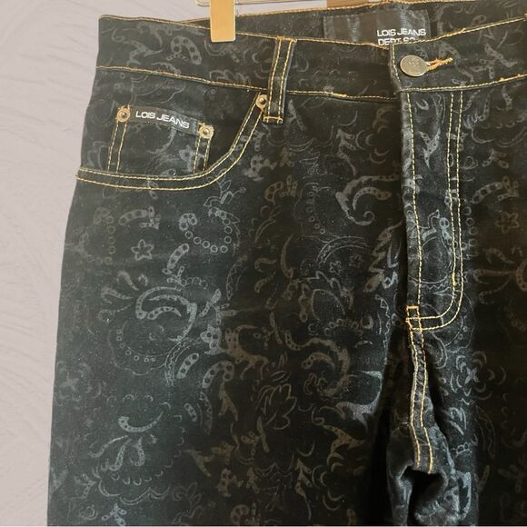 90s vintage black velvet jacquard mid rise bootcut pants - Picture 3 of 12